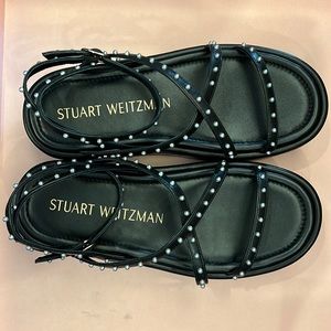 STUART WEITZMAN FLATFORM SANDAL BLACK SZ 7
